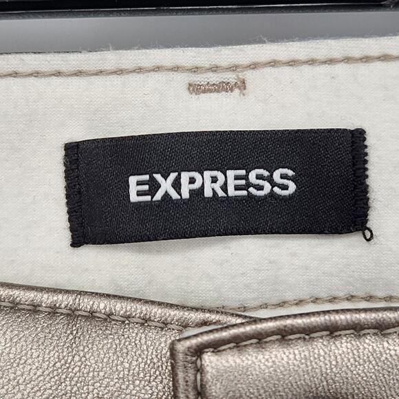 NWT Express Champagne Faux Leather Metallic High Rise Skinny Pants Women's 10 - Picture 3 of 13